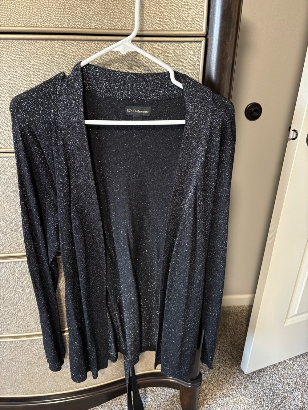BOLD elements Black Metallic Open Cardigan